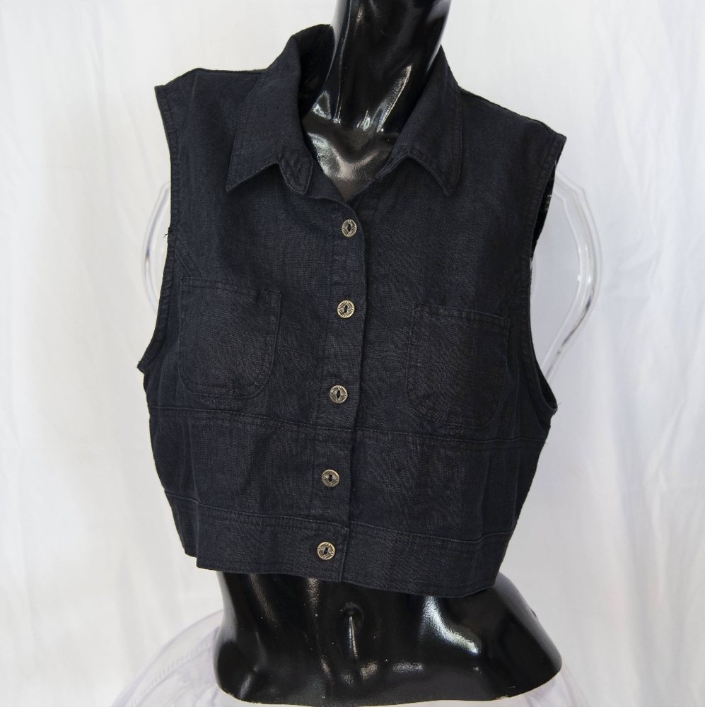 Women's crop denim vest